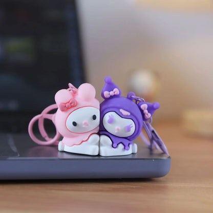 Couples Magnetic Line Puppy Keychain Will Never Leave Cute Dog Key Pendant Kulomi Melody keychain Gift Girl Bag Pendant