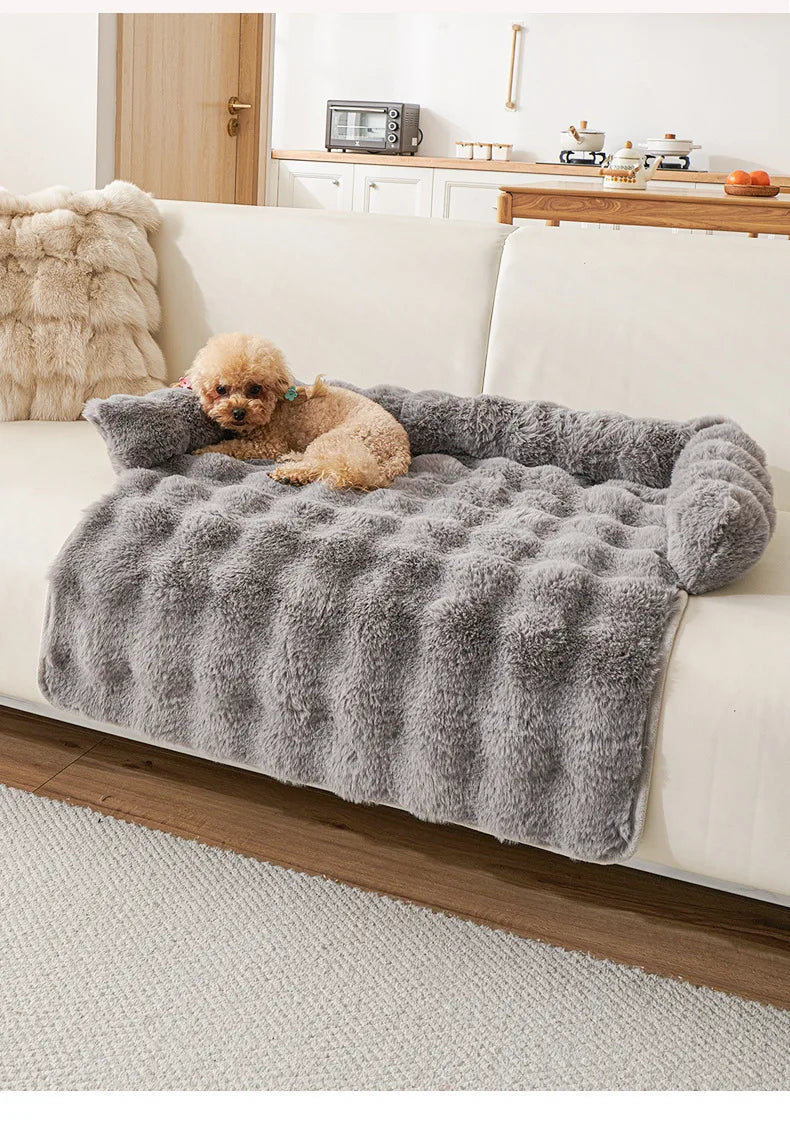 the PAWSOFA COZY COVER - Winter Warm Dog Sofa/Couch Cover, Bed Soft Pet Blanket Pad/Mat for Small Dogs, Pet Accessories, Cat/Dog Durable Blanket Travel & Indoor