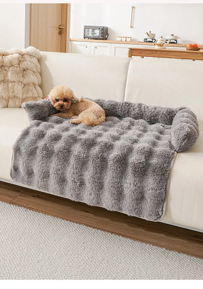 the PAWSOFA COZY COVER - Winter Warm Dog Sofa/Couch Cover, Bed Soft Pet Blanket Pad/Mat for Small Dogs, Pet Accessories, Cat/Dog Durable Blanket Travel & Indoor