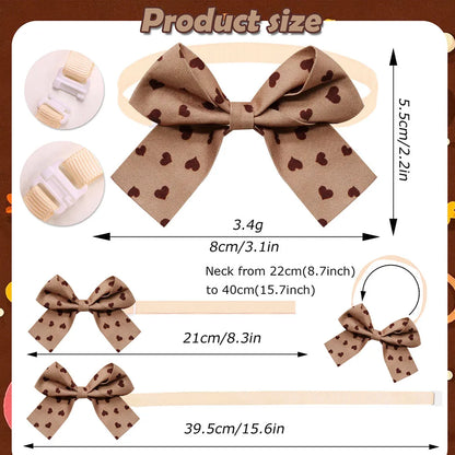 20PCS Fashion Dog Bow Ties Heart Print Adjustable Pet Bows For Dogs Small Dog Bowties Pet Collars Accessories Puppy Necklaces
