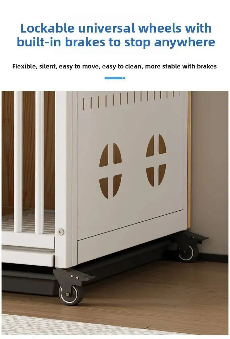 the DOG VILLA - Multi-Functional Solid Wood Steel Frame Pet Dog Villa, Small/Medium-Sized Dog Cage, Indoor Outdoor Dog Cage, Dog Bed with Toilet