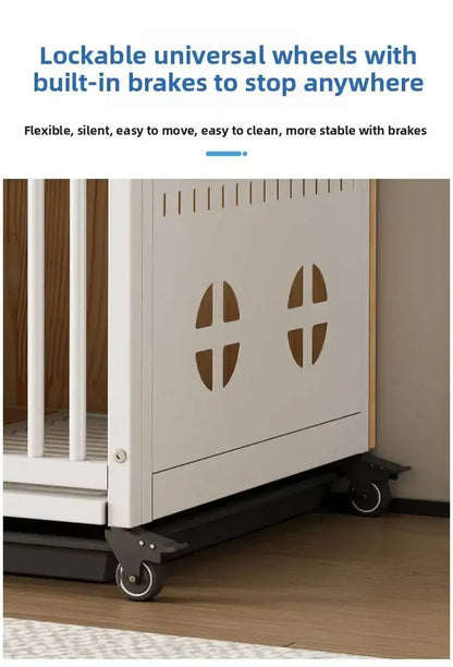 the DOG VILLA - Multi-Functional Solid Wood Steel Frame Pet Dog Villa, Small/Medium-Sized Dog Cage, Indoor Outdoor Dog Cage, Dog Bed with Toilet