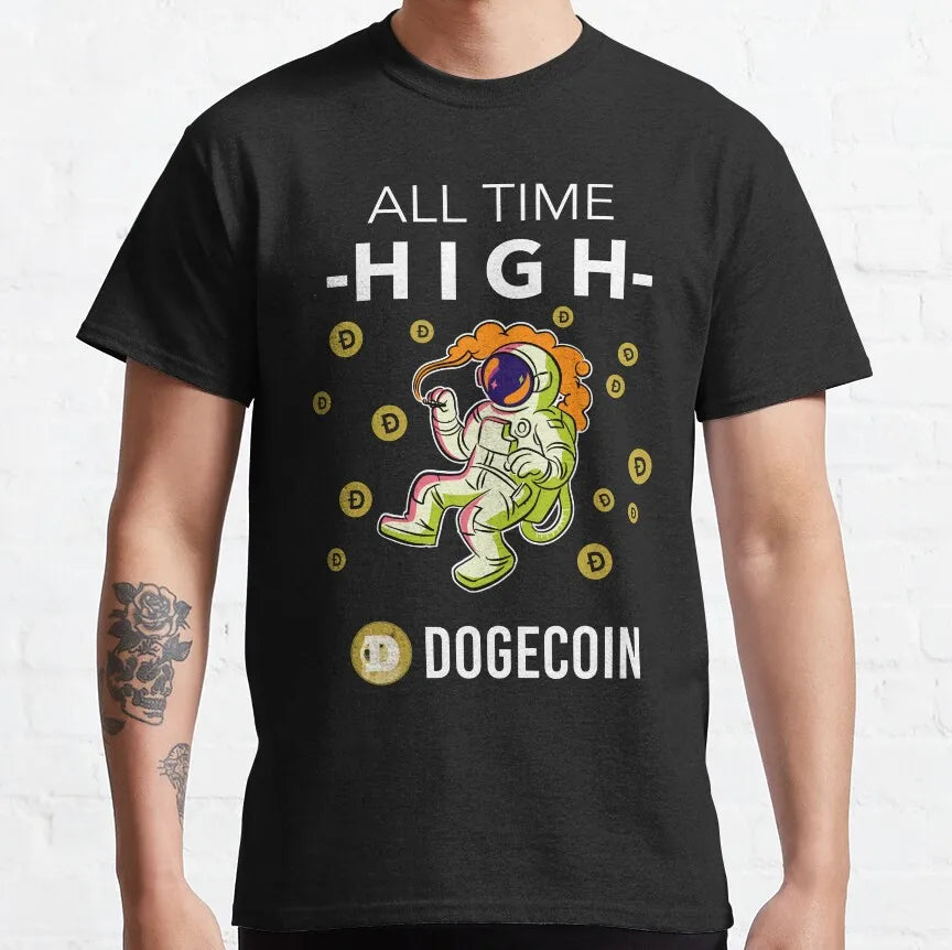 the CRYPTO DOG -Dogecoin Crypto Doge Coin Faux Pocket T-Shirt for Men, Amazing Pure Cotton Tees, Round Neck Short Sleeve T-Shirts, Graphic Clothes