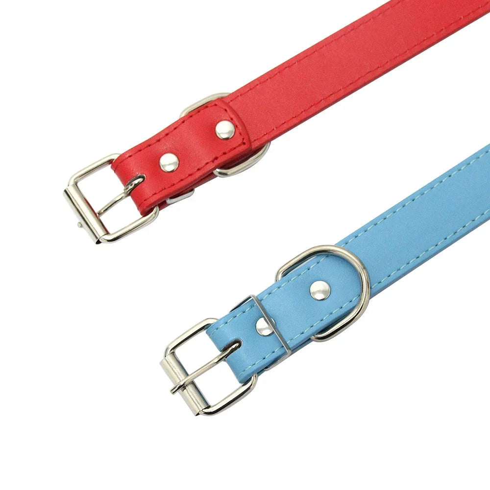 the SIMPY PAWS ADJUSTABLE LEATHER COLLAR - Solid Color Leather Dog Collar, Adjustable Cat Necklace, Puppy Neck Strap Suitable for Medium and Small Dogs, Pet Supplies XS-XL