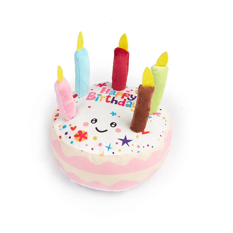 BOOTEELY Birthday Cake Pet Dog Soundmaking Interest Toys Bite Resistant Molar To Pass The Time Plush Gnaw Toys Birthday Gift