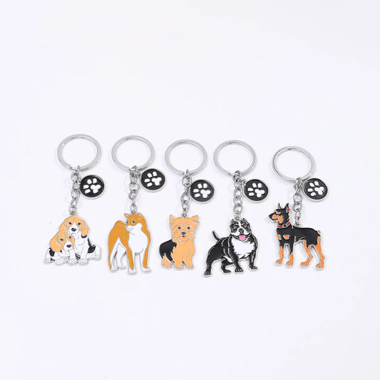Pet dog car keychain pendant creative metal accessories key ring holiday gifts