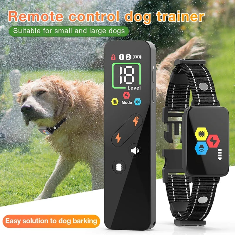 the DOG TRAINER - 1000m Electric Dog Training Collar, Pet Remote Control Type-C Backlight Display Shock Vibration Sound Collar with Security Lock