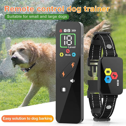 the DOG TRAINER - 1000m Electric Dog Training Collar, Pet Remote Control Type-C Backlight Display Shock Vibration Sound Collar with Security Lock