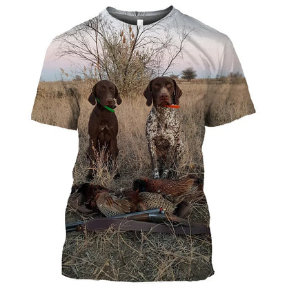the DUCK HUNTER - Dog Camouflage Hunting T-Shirts Animal 3D Print Men Streetwear Short Sleeve T Shirt Oversized Harajuku Y2k Top Tees Man Clothing