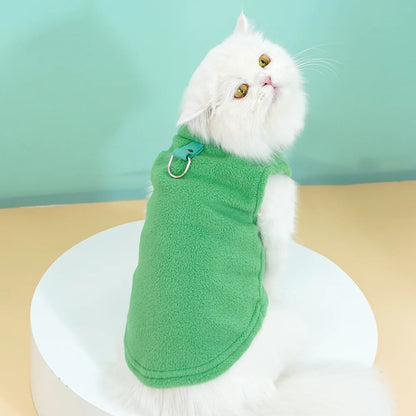 Pet Fleece Vest with Soft and Warm Fleece Sleeveless Design Unconstrained Forelimbs Autumn and Winter Warm Pet Clothing
