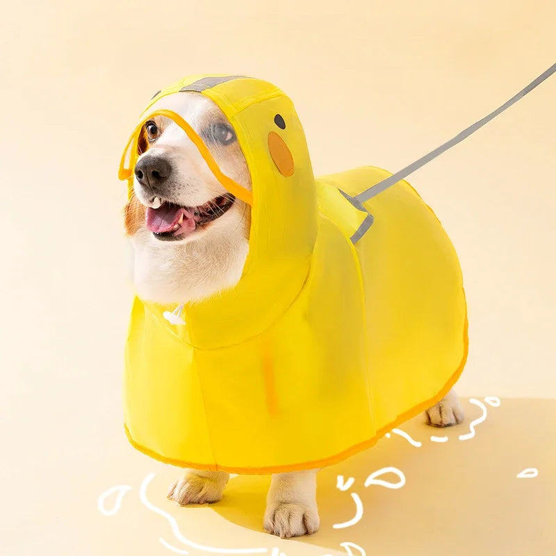 the DUCK'N'DRY RAIN PONCHO - Pet Dog Duck Shape Rainwear/Raincoat, Puppy/Pet Hooded Waterproof Jacket Clothes, Soft PVC Small Dogs Raincoat, Puppy Rain Poncho