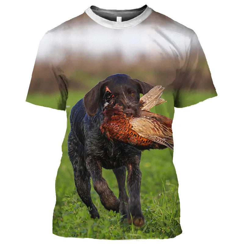 the DUCK HUNTER - Dog Camouflage Hunting T-Shirts Animal 3D Print Men Streetwear Short Sleeve T Shirt Oversized Harajuku Y2k Top Tees Man Clothing