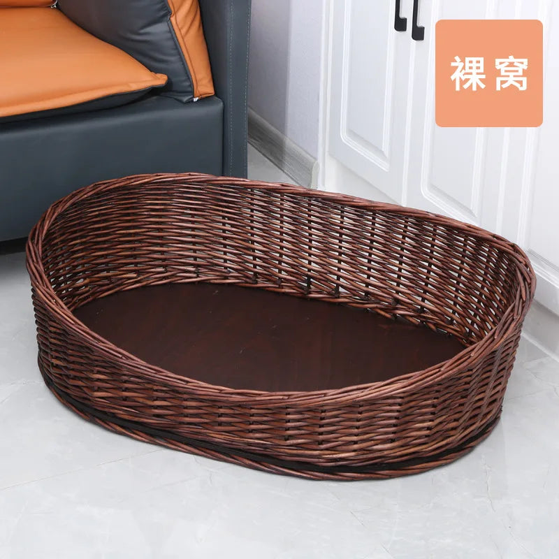 Willow Vine Weaving Dog House Summer Cool Cat Bed Four Season Universal Small Dog Pet Nest Summer Sleeping Mat Teddy Dog Bed
