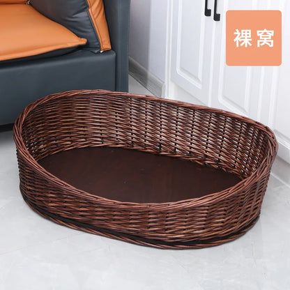 Willow Vine Weaving Dog House Summer Cool Cat Bed Four Season Universal Small Dog Pet Nest Summer Sleeping Mat Teddy Dog Bed