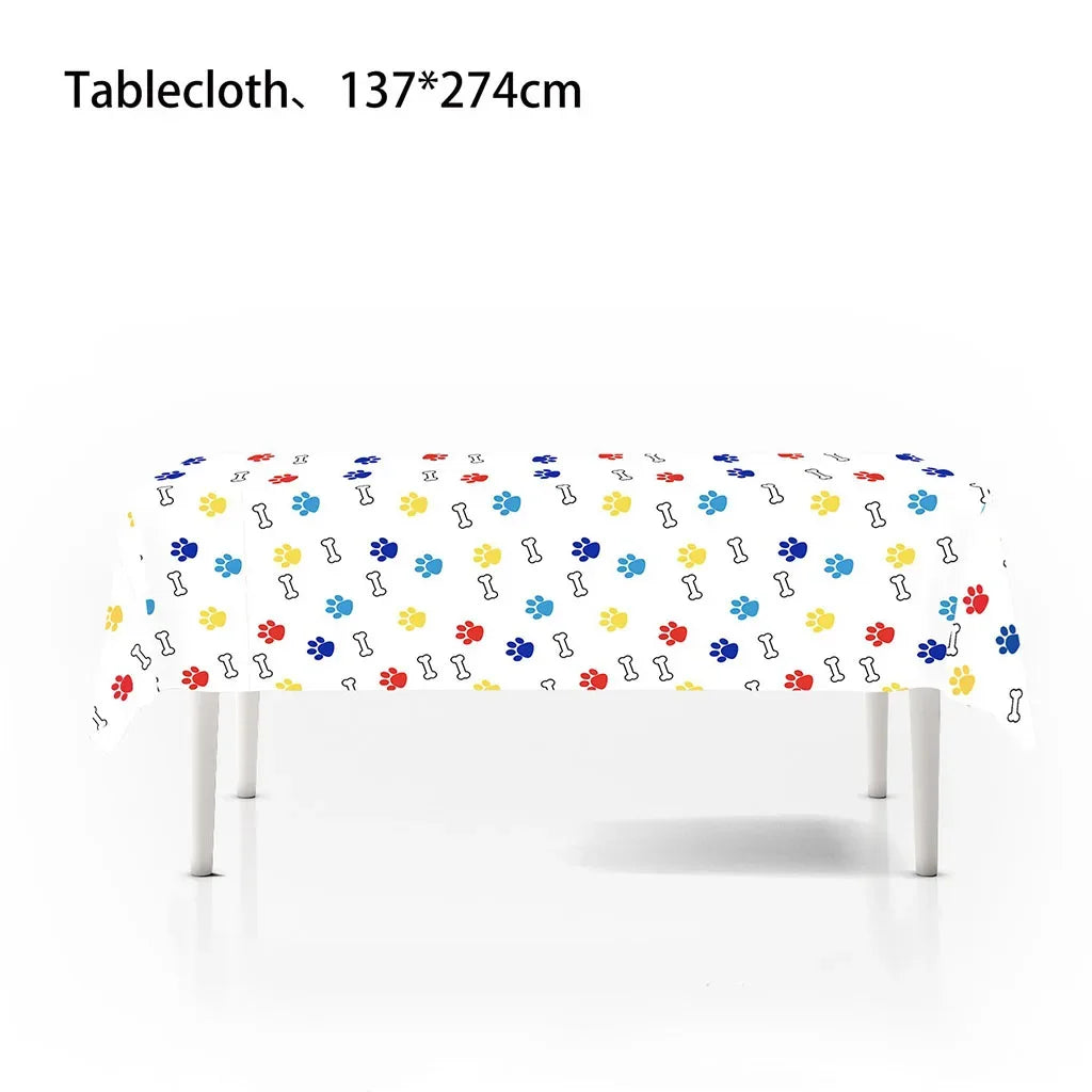 10pcs Pet Paw Print Disposable Tableware Puppy Dog Bones Paper Plates Napkin Cup Happy Pet Dogs Birthday Party Supplies