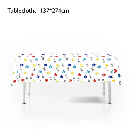 10pcs Pet Paw Print Disposable Tableware Puppy Dog Bones Paper Plates Napkin Cup Happy Pet Dogs Birthday Party Supplies