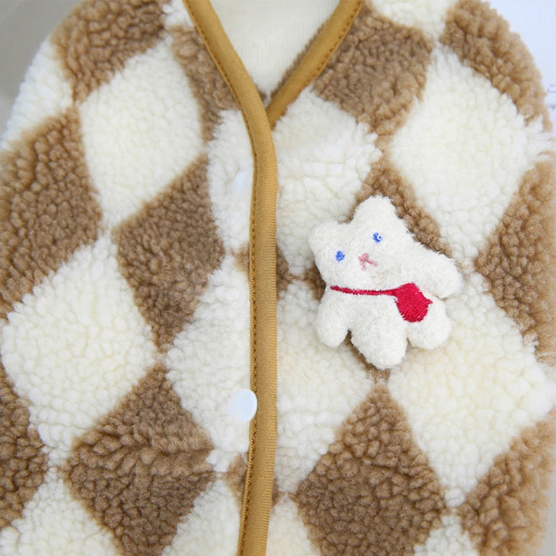 Dog Clothes  Plaid Fleece Pet Jacket for Small Dogs Winter Warm Puppy Coat Chihuahua Yorkshire Bichon Vest Costume Pet Supplies