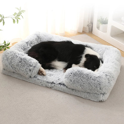 Full Filling Medium Dog Bed Half Surround Large Dog Sofa Soft Square Cat Bed Kennel Plush Puppy Nest House Accessories