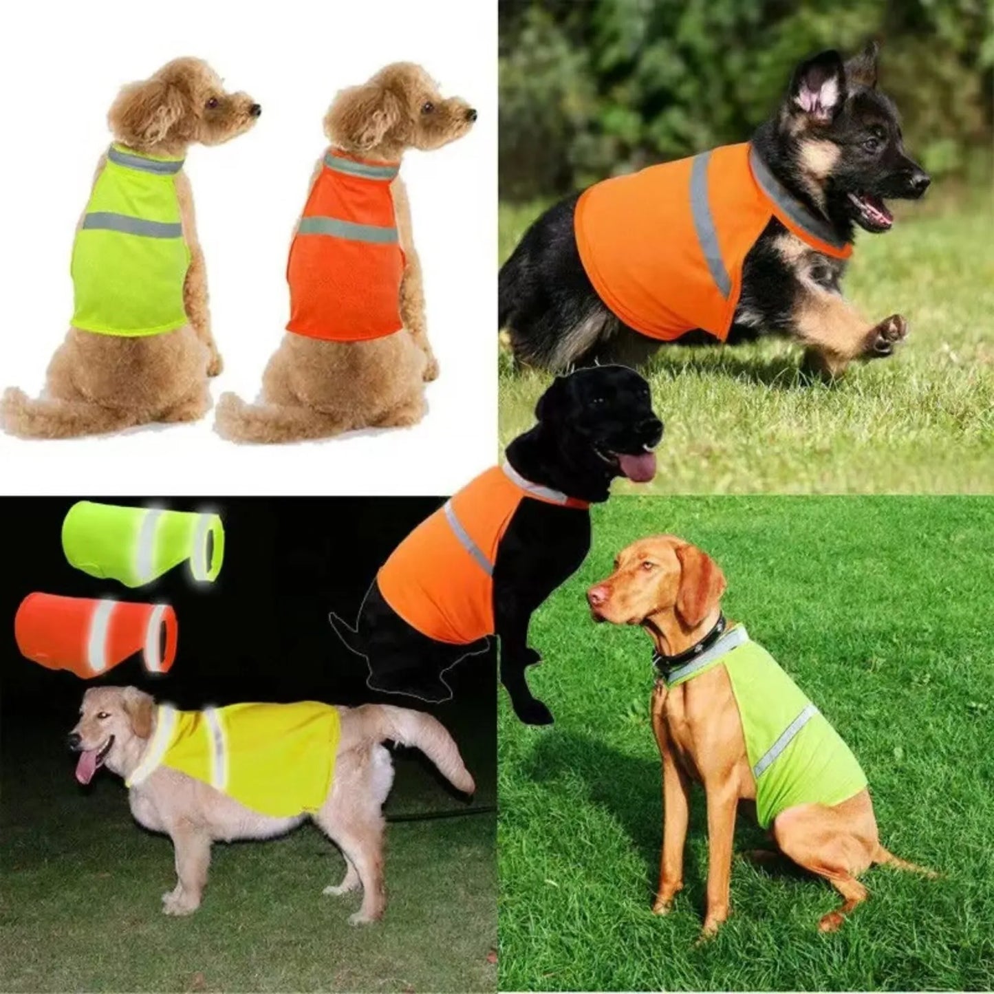 Reflective Dog Safety Vest Breathable Adjustable Puppy Visibility Jackets Comfortable Bright Orange Pet Fluorescent Clothes