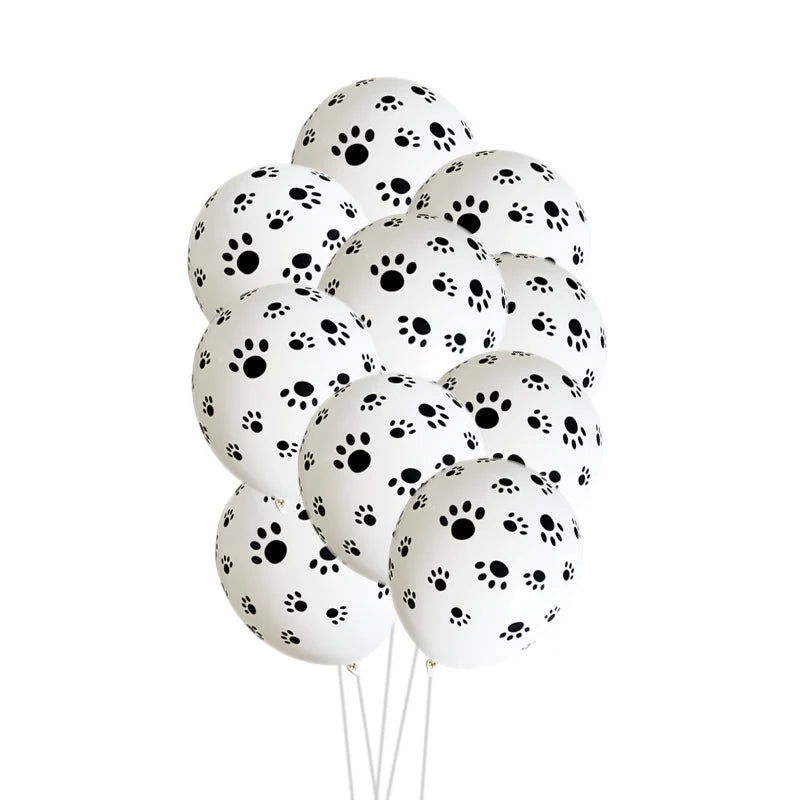 12Pcs Party Supplies 12" Latex Balloons Dog Birthday Kids Baby Shower Balloon Decoration Toys Paw Print
