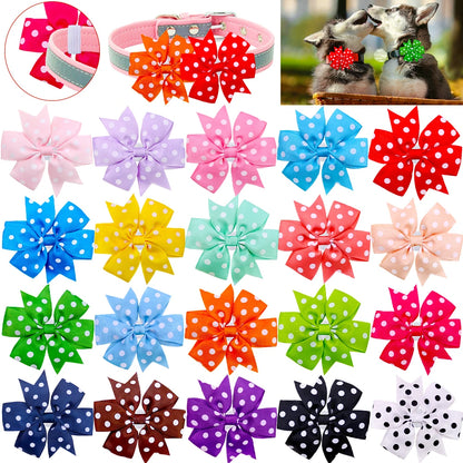 the POLKA DOT BOW - 10PCS Dog Bow Tie, Small Dog Accessories, Slide-able Dog Bowties - Polka Dot, Pet Supplies, Pet Dog Collar, Grooming Accessories for Dogs/Cats