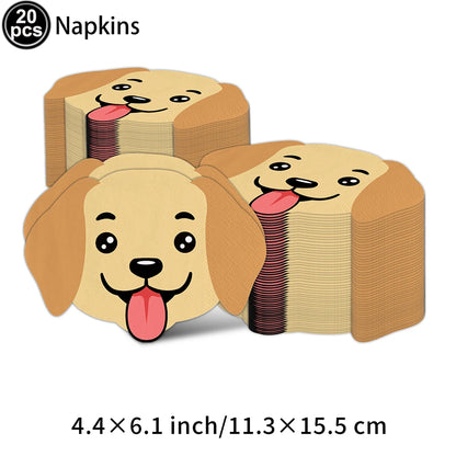 20pcs Cartoon Dog Disposable Napkins Dog Decoration Paw Prints Dog Themed Kids Birthday Party Baby Bath Decoration Supplies