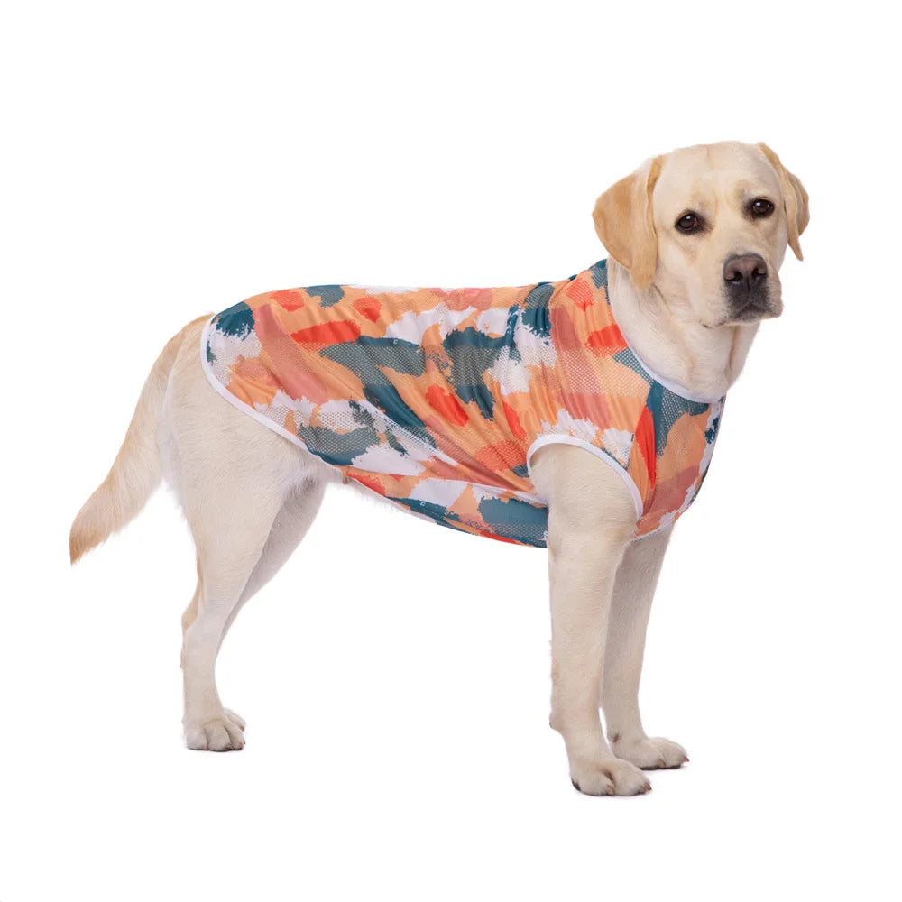 Summer Dog Clothes Tie-dye Quick Dry Dog Vest Breathable Mesh Shirts Sleeveless T Shirt for Medium Large to Extra Large Dogs