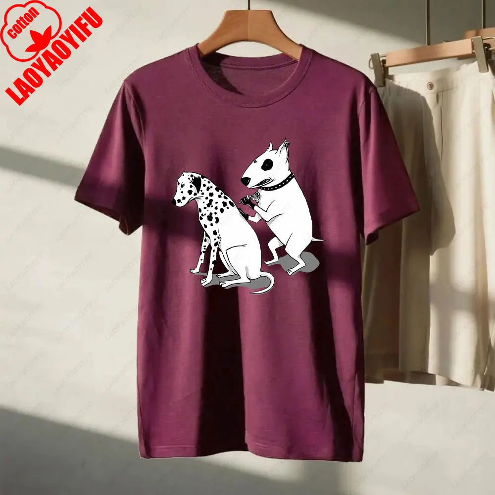 the SPOT STEALER - Funny Dalmatian Spot Tattoo Dog Shirt, Quirky Bull Terrier Tattoo Design Tee, Humorous Pet Lover Gift T-Shirt, Men/Women Summer Tops