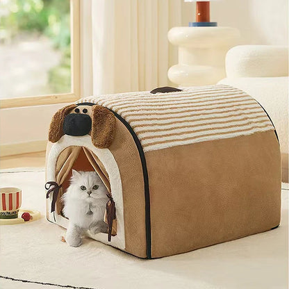 the BROWN DOGGY - Fully Removable Washable Cat/Dog Nest, Mat Winter House Pet Bed Cave, Small Animals Warm Sleep Mat, Semi-Enclosed Security Carton
