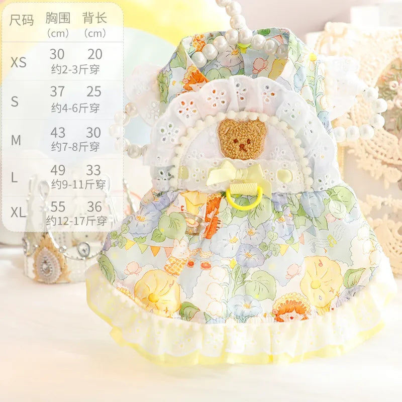 Thin Cat Princess Dress Milk Bear Fructose Lolita Small Dog Teddy Pet Clothes Spring and Summer