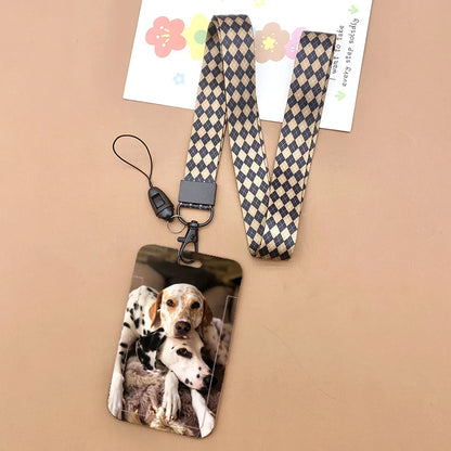 Cat and dog pattern Bank Credit ID Card Student Bus Card Holders Storage Protective Shell Pendant