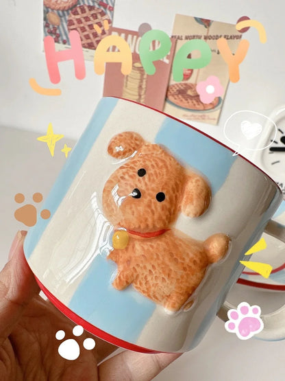 Mug Designer Hand-painted Birthday Dog Ceramic Coffee Mug Set High Appearance Level Cup Christmas Gift Birthday