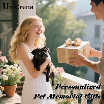 UniCrena Engraved Dog Keychain - Custom Pet Picture Keychain for Dog Cat Lovers Pet Loss Sympathy Gift Stainless Steel Heart
