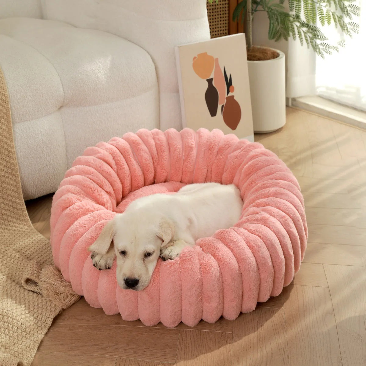 Home Plush Pet Nest Winter Cat Dog Bed Warm Detachable and Washable Round Cat Nest Pet Bed Seasonal Universal Decoration
