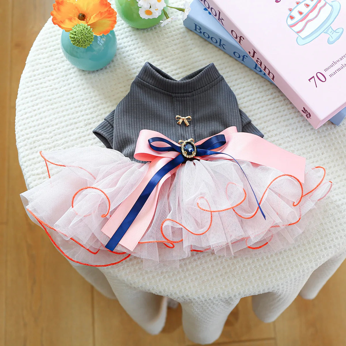 Fancy Bowtie Pet Dress For Dogs Spring Summer Puppy One Piece Apparel Girl Female Luxury  Formal Cat Wear Yorkshire Terrier Item