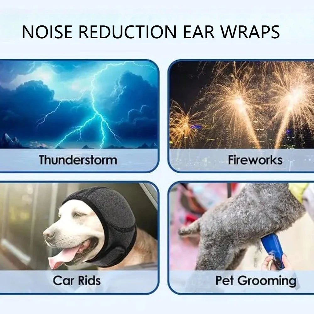 the CALMWAVE EAR SHIELDS - Waterproof Dog Earmuffs for Swimming & Grooming - Noise Cancelling Calming Hood for Pet Anxiety, Relief & Shock Prevention