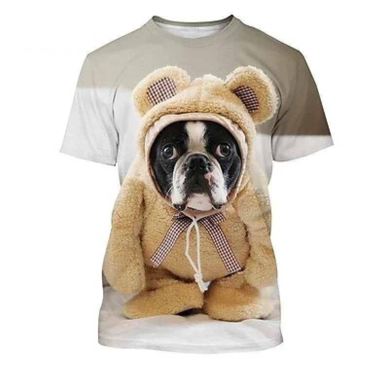the PUGSY - Funny Dog T-Shirt, Men's Clothing, Children O-Neck Short Sleeve Loose T-Shirts, 3D Print Cute Pet Animal Graphic Street Casual Tees