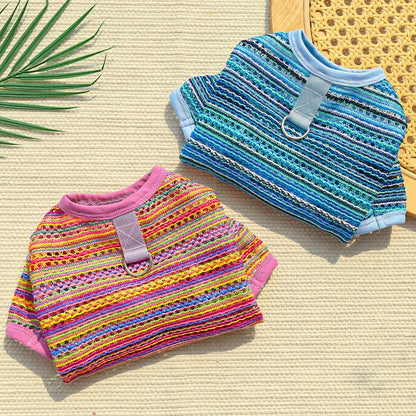 Summer Pet Clothes for Small Dogs Colorful Stripes Dog Jumpsuits Fashion Puppy Rompers Soft Cat Pajamas Pet Overalls Dog Outfits
