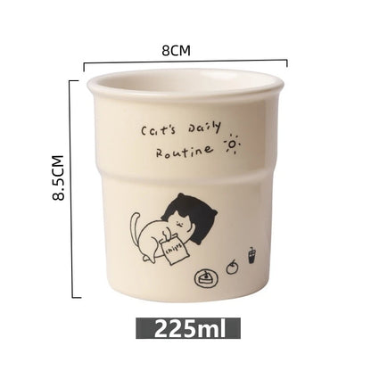 225ml Ceramic Cup Cute Cat Illustrations Coffee Cup for Kitchen Coffee Shop Restaurant,Latte Mug,Drinkware Gift Souvenir