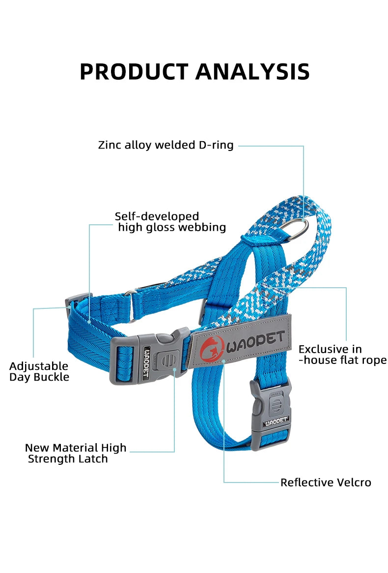 Large Pet Dog Reflective Harness Cat Chest Strap Adjustable Small Medium Dog Puppy Harness Vest Teddy Outdoor Walker Lead Leash