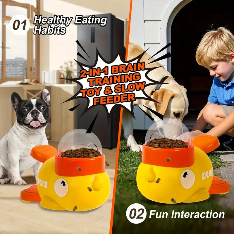 Cartoon Little Yellow Duck Shape Interactive Dog Toys Anti-Slip Design Pets Intelligence Exercise Feeder Food Dispenser Supplies