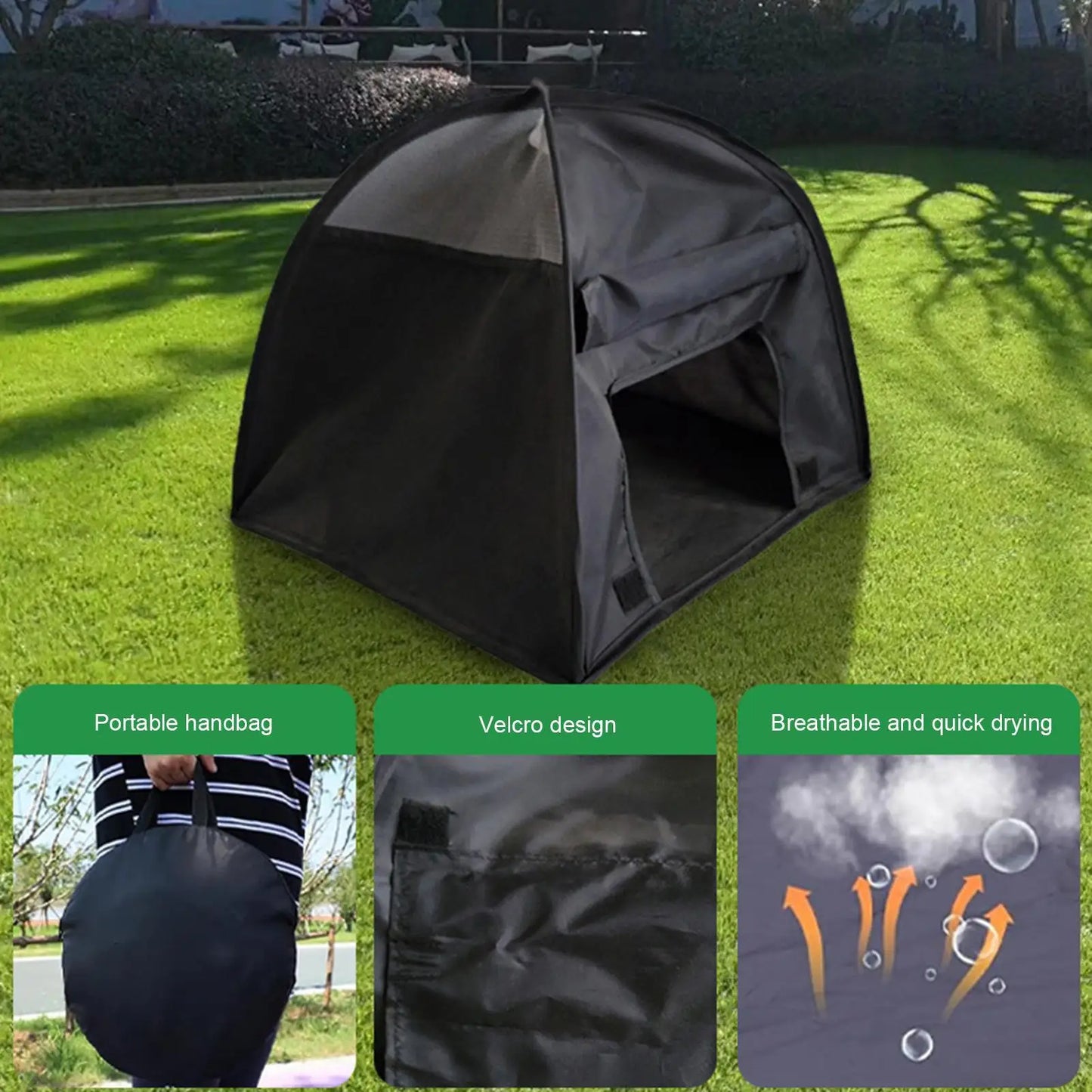 the BLACK DIAMOND DONE -Dog Sun Protection Tent, Pet Tent Outdoor Sun Protection, Cat and Dog Tent, Dog/Cat Fence Foldable Tent House for Puppies/Kittens