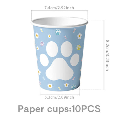 Dog Puppy Theme Party Tableware Color Paw Print Paper Cups Plates Banner 1st-3th Dog Birthday Party Baby Shower Decor