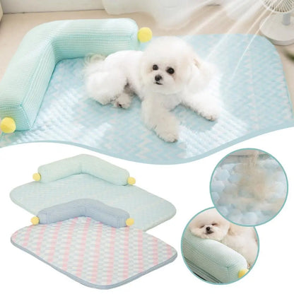 Spring and Summer Upgraded Pillow Sofa Pet Nest, Ice Silk Cat and Dog Cooling Pad, Washable Bottom Waterproof and Anti slip