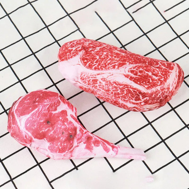 the MEATYMUNCH SQUEAKY - Simulation Steak Pet Chew Sound Dog Toy for Dogs, Bite Resistant Squeaky Puppy/Cat Toys, Pets Products