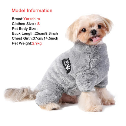 Winter Dog Jumpsuit Fleece Warm Pet Clothes For Small Medium Dogs Cats Soft Plush Pajamas Puppy Jacket Overalls Chihuahua Coat