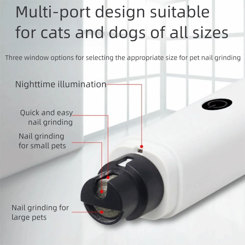 3 Colors Electric Pet Nail Grinder Quiet USB Charging Pet Nail Clipper with LED Safe Cat Grooming Clipper For Cats Dogs