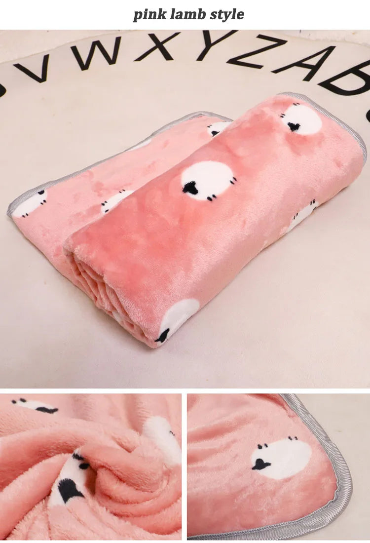 Soft Fluffy Flannel Dog Blanket Cute Cartoon Print Pet Bed Sheet Mat Warm Breathable Cat And Dog Sleeping Blankets Pet Supplies