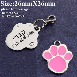 Pet Id Paw Tag for Dog, Puppy, Kitten, Cat Collar Accessories, Dog ID Tag, Free Engraving, Message , Pet Supplies Products
