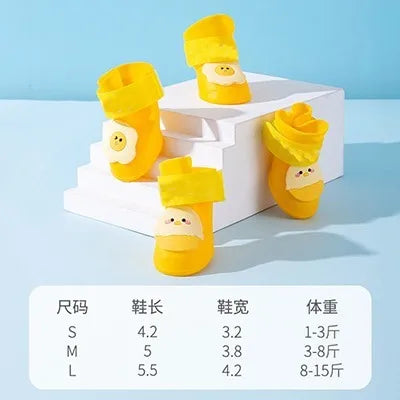 the RAIN BOOTS - Dogs Waterproof Cute Egg-Shaped Silicone Rain Shoes, Small and Medium-Sized Dogs, Rain Resistant, Anti-Slip Pet Shoes